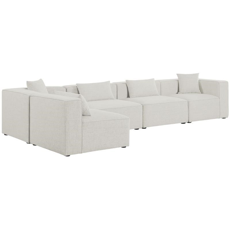 Meridian Furniture Cube Cream Durable Linen Modular Sectional