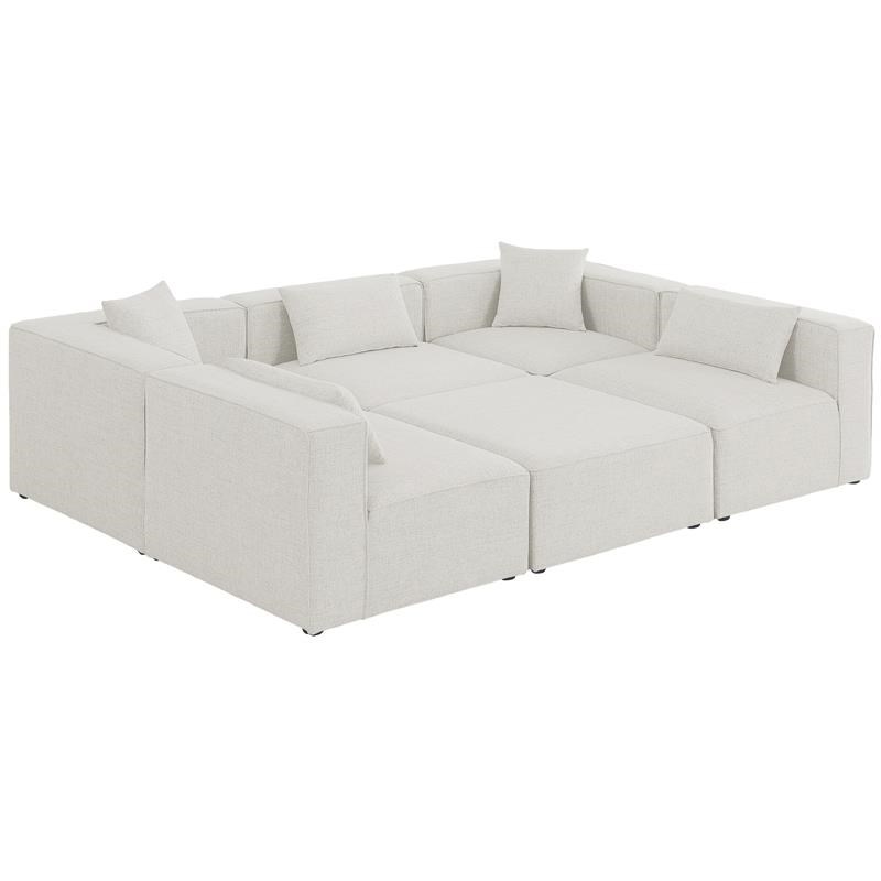 Meridian Furniture Cube Cream Durable Linen Modular Sectional Homesquare