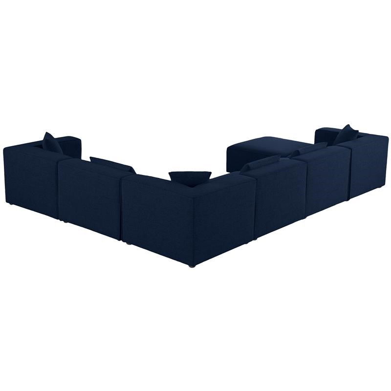 Meridian Furniture Cube Navy Durable Linen Modular Sectional
