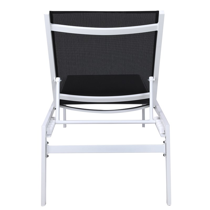 Santorini Black Mesh Waterproof Fabric Outdoor Patio Chaise Lounge Chair