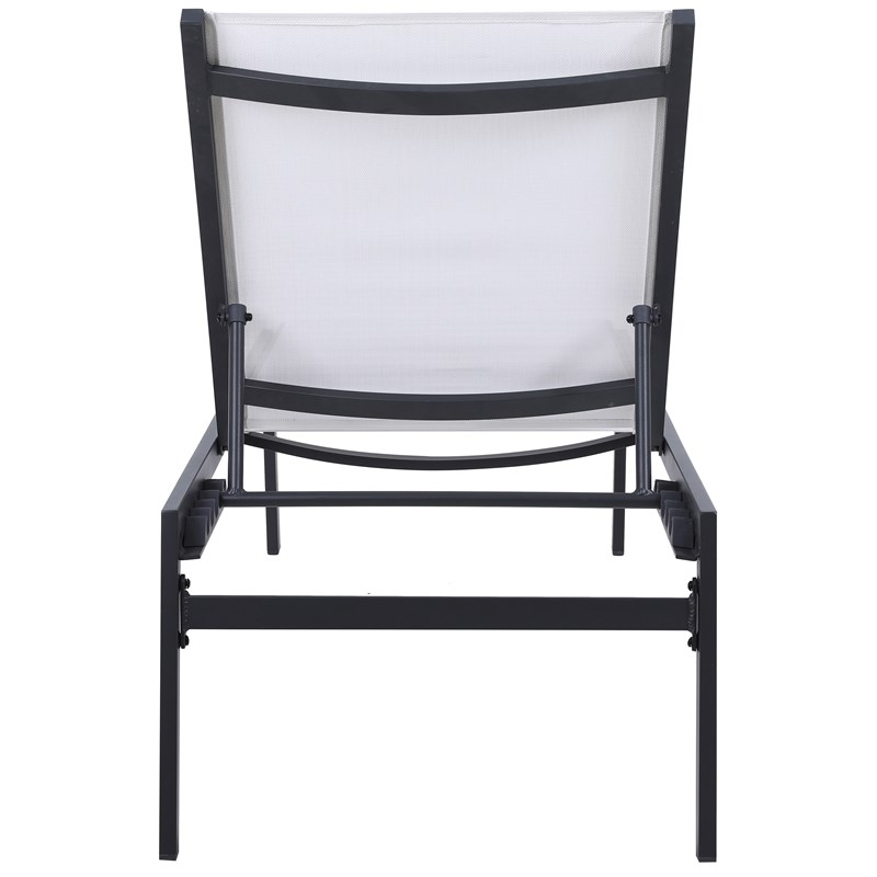 Santorini White Mesh Waterproof Fabric Outdoor Patio Chaise Lounge Chair