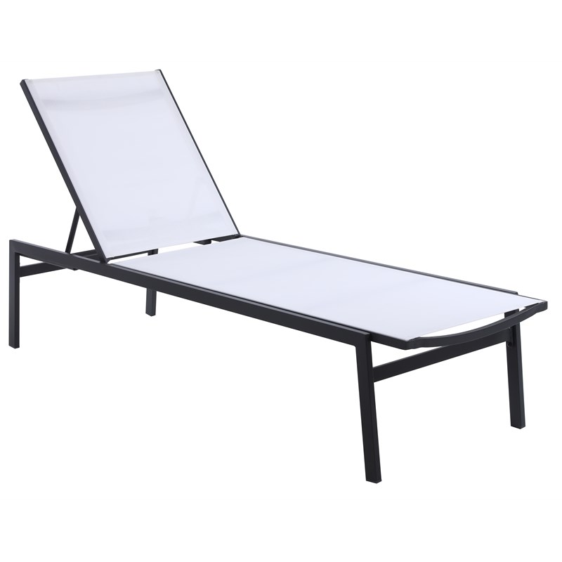 Santorini White Mesh Waterproof Fabric Outdoor Patio Chaise Lounge Chair