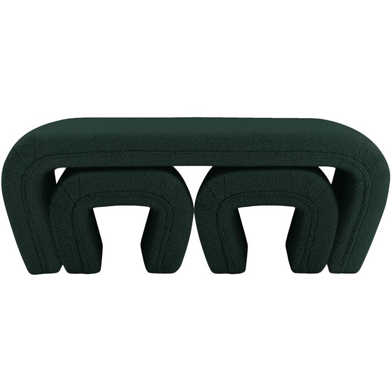 Odelia Green Boucle Fabric Bench