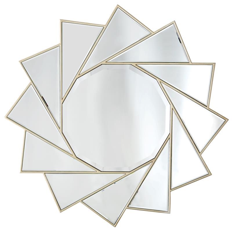 Camden Isle Mirrored Glass Pinwheel Circular Wall Mirror 35.4 x 35.4