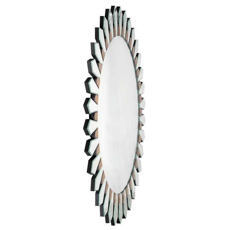 Camden Isle Two-Toned Round Mirrored Glass Flower Petal Wall Mirror