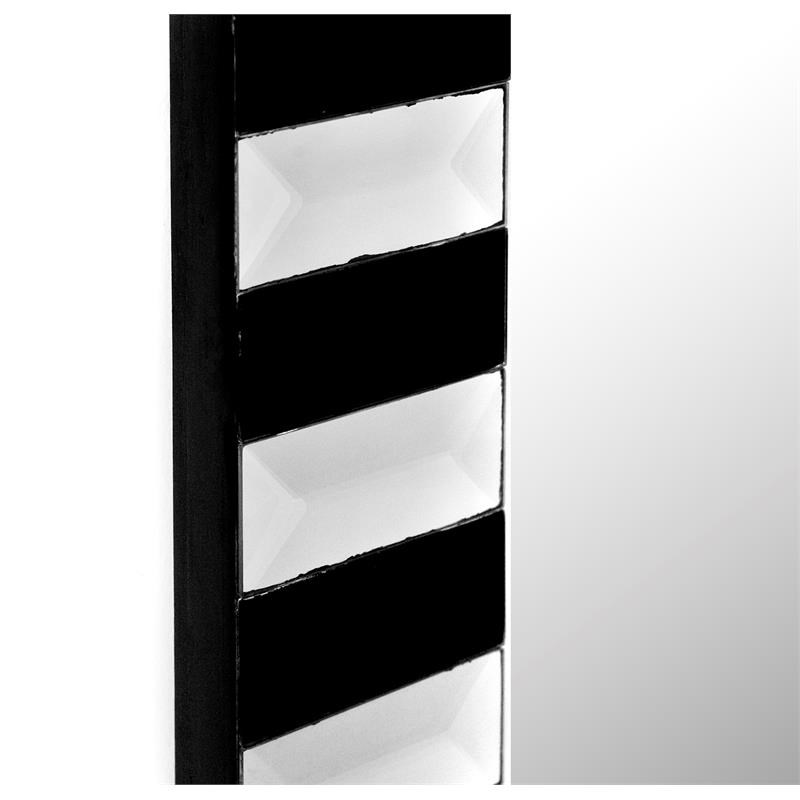 Camden Isle Mirrored Glass Clear and Black Waves Wall Mirror