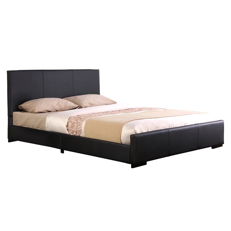 Camden Isle Abbey Black Faux Leather Upholstered Queen Platform Bed