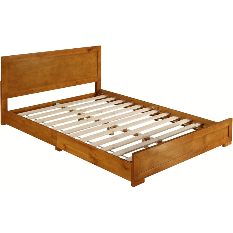 camden isle king trent wooden platform bed in brown oak finish - 86350
