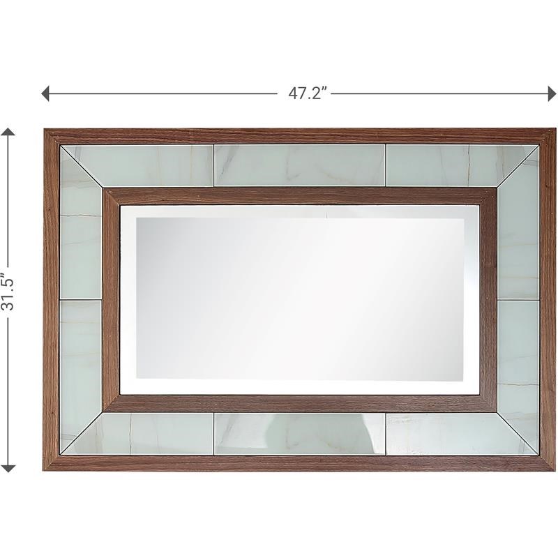 Camden Isle Riley Wall Mirror with Wood in Brown Finish
