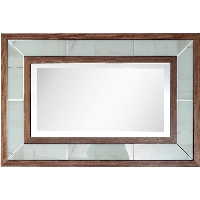 Camden Isle Riley Wall Mirror with Wood in Brown Finish