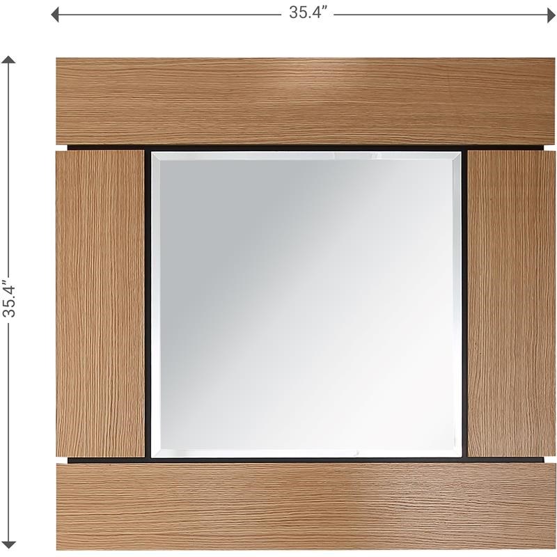 Camden Isle Barnes Wall Mirror with Wood in Brown Finish