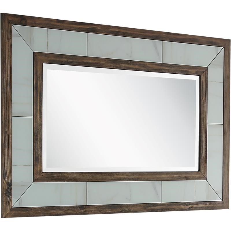 Camden Isle Bailey Wall Mirror with Wood in Brown Finish