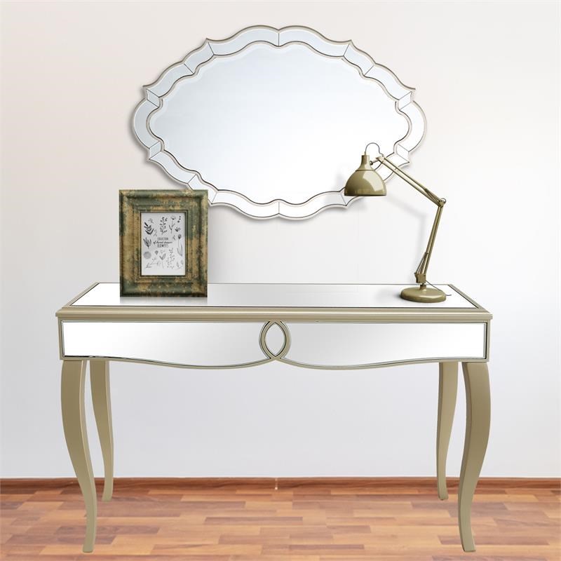 Camden Isle Eleanor Wall Mirror with Wood in Gold Finish