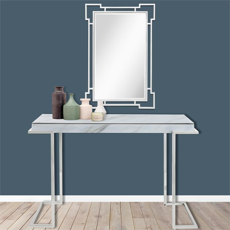 Camden Isle Aldon Wall Mirror with Stainless Steel in Silver Finish