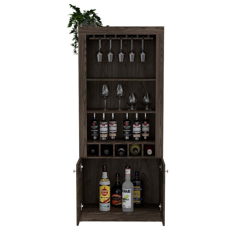 TUHOME Montenegro Bar Cabinet Made Of Engineered Wood In A Dark Walnut Finish