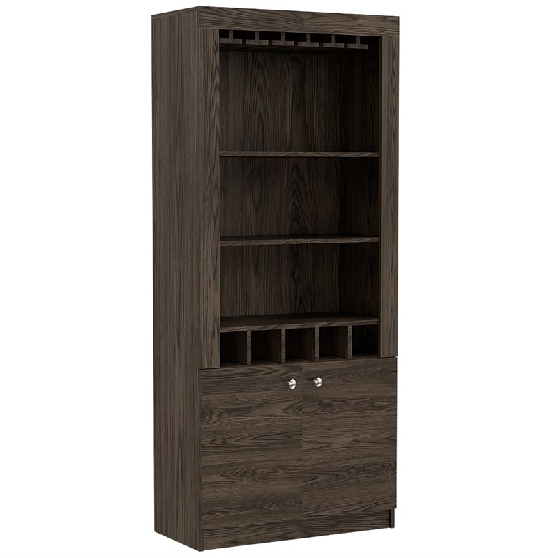 TUHOME Montenegro Bar Cabinet Made Of Engineered Wood In A Dark Walnut Finish