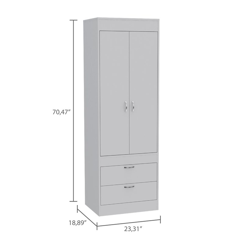 Tuhome Lisboa 2 Drawer 2 Door armoire in White