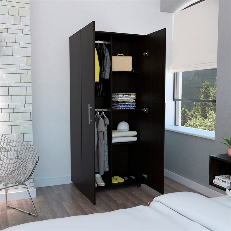 Tuhome Black Contemporary Engineered Wood Furniture Tera 70