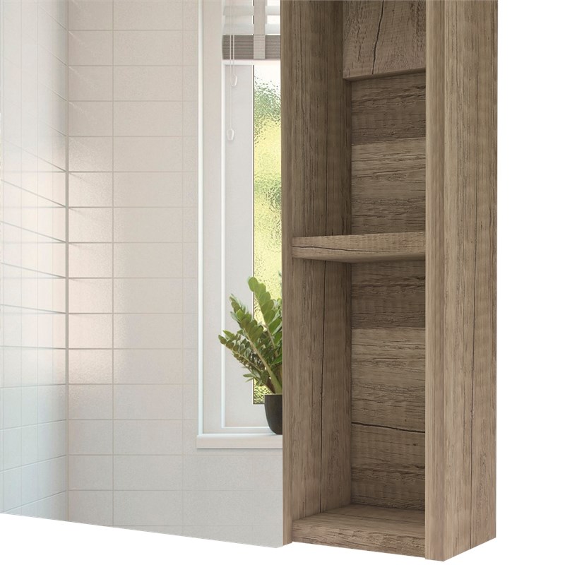 Tuhome Labelle Medicine Cabinet with Mirror Weathered Oak