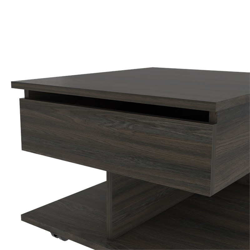Tuhome Furniture Luanda  Lift Top Coffee Table with Casters in Espresso - Carbon