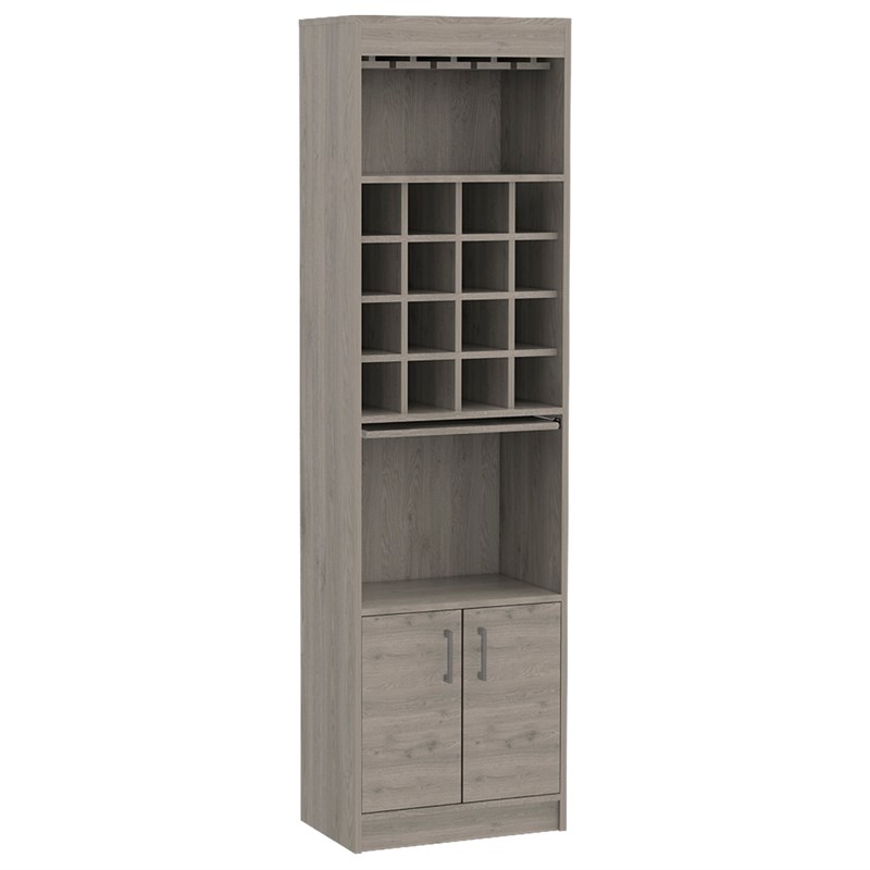 Tuhome Furniture Kava Home Bar and Wine Cabinet in Light Gray