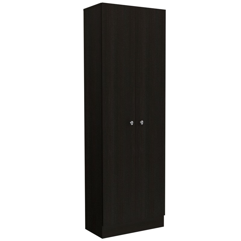 Tuhome Black Modern Engineered Wood Multi Storage Two-Door Pantry Cabinet