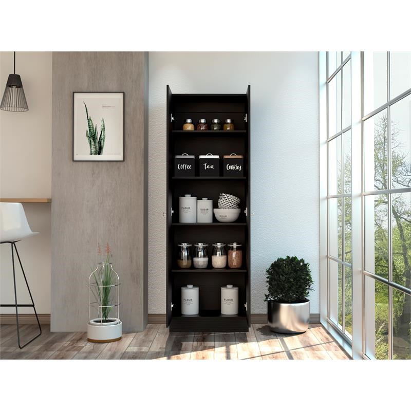 tuhome multi storage two-door pantry cabinet in black ...