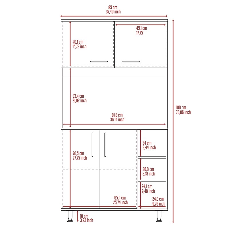 TuHome Black Modern Engineered Wood 95 Pantry Two-Door Cabinet