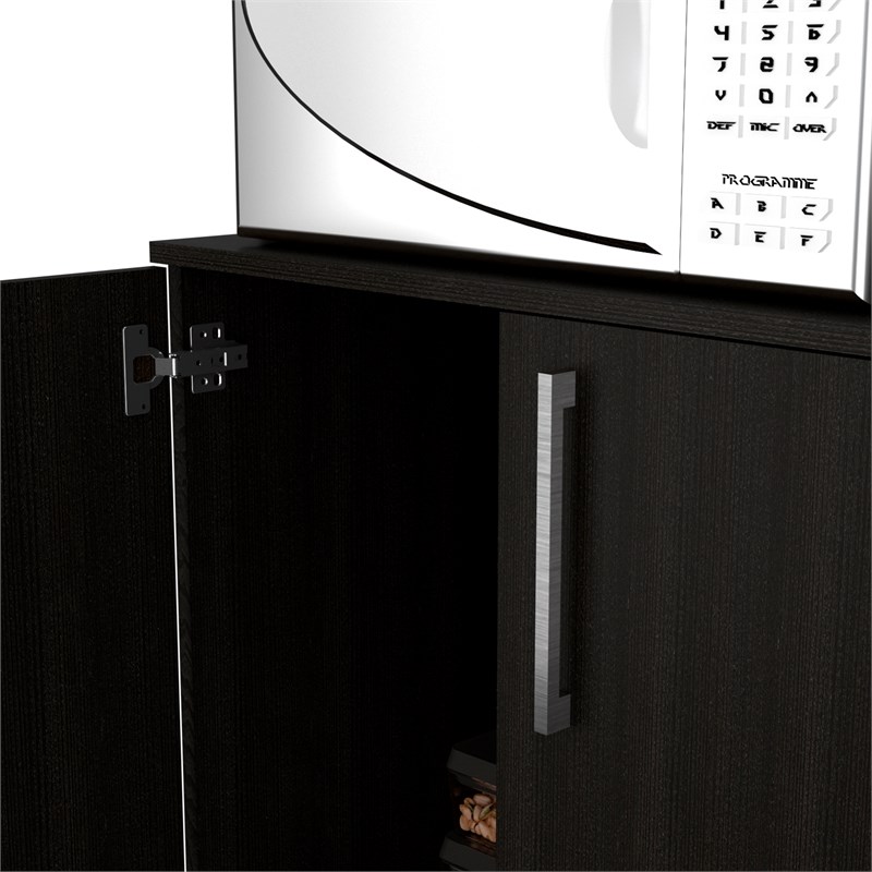 TuHome Black Modern Engineered Wood 95 Pantry Two-Door Cabinet