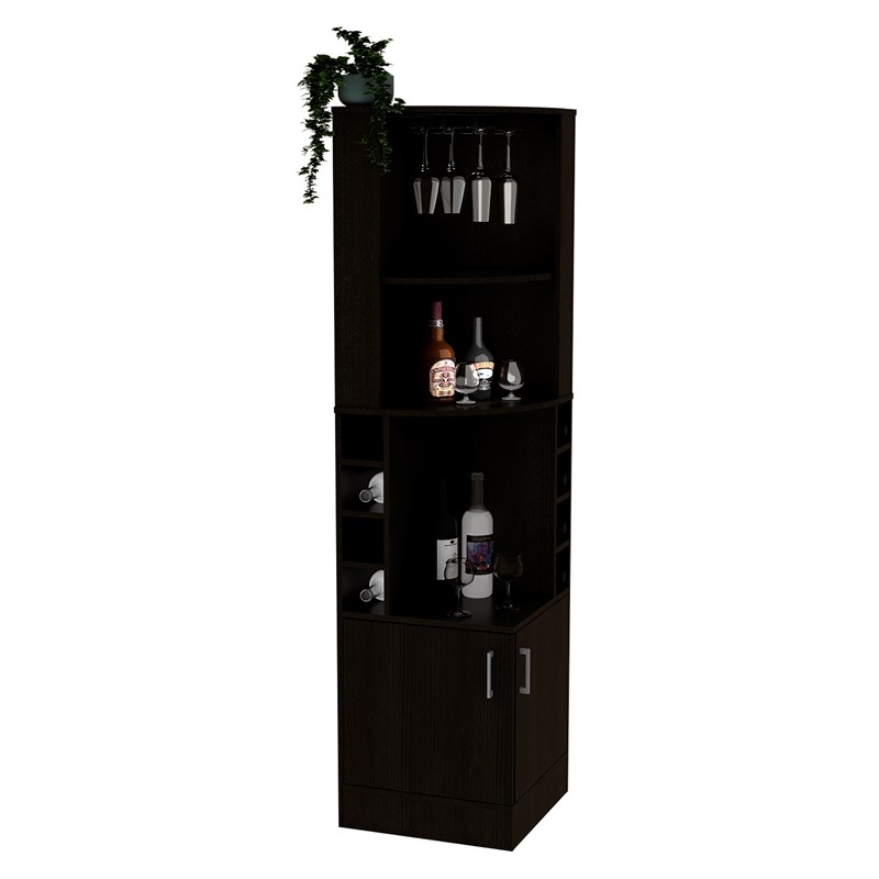 TUHOME Syrah Corner Bar Cabinet in Black
