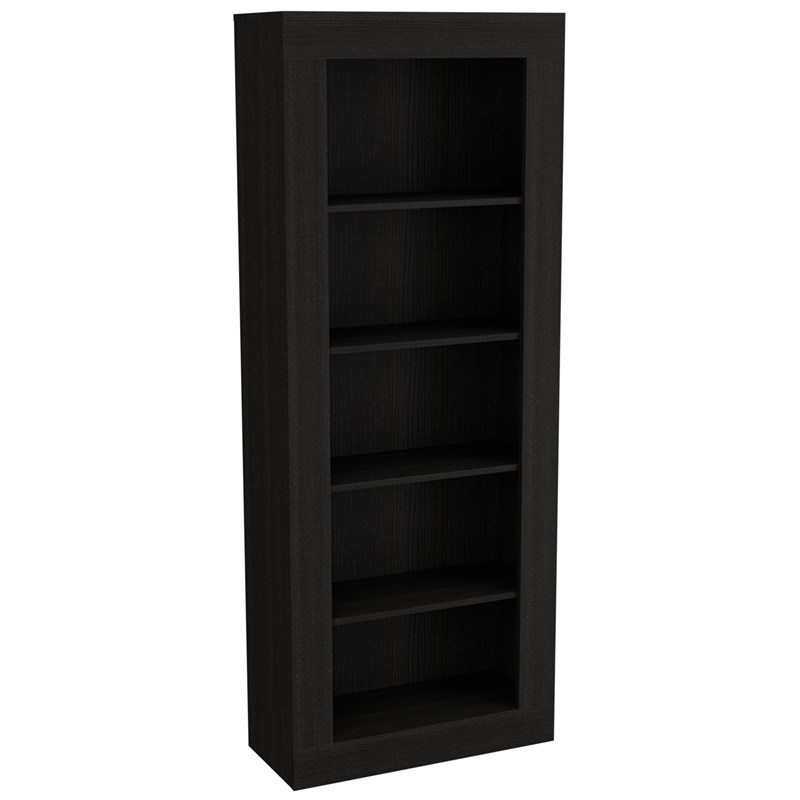 Modern Engineered Wood Andina 70, Black Modern Bookcase With Doors