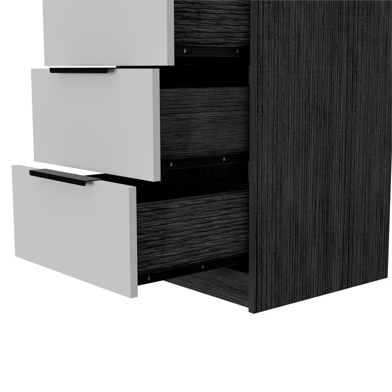 TUHOME Kaia 5 Drawers Dresser In Smoky Oak and White