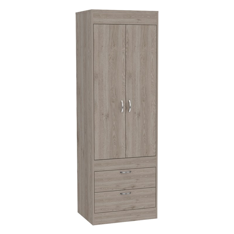 TuHome Modern Engineered Wood Gray Lisboa 2 Drawer 2 Door Armoire