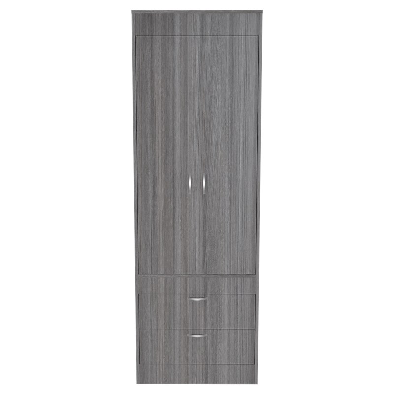 TuHome Modern Engineered Wood Gray Lisboa 2 Drawer 2 Door Armoire