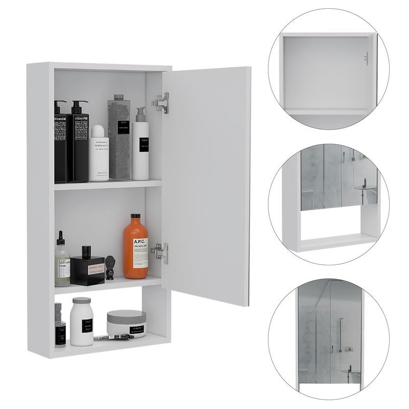 TUHOME Mariana Mirrored Medicine Cabinet In White