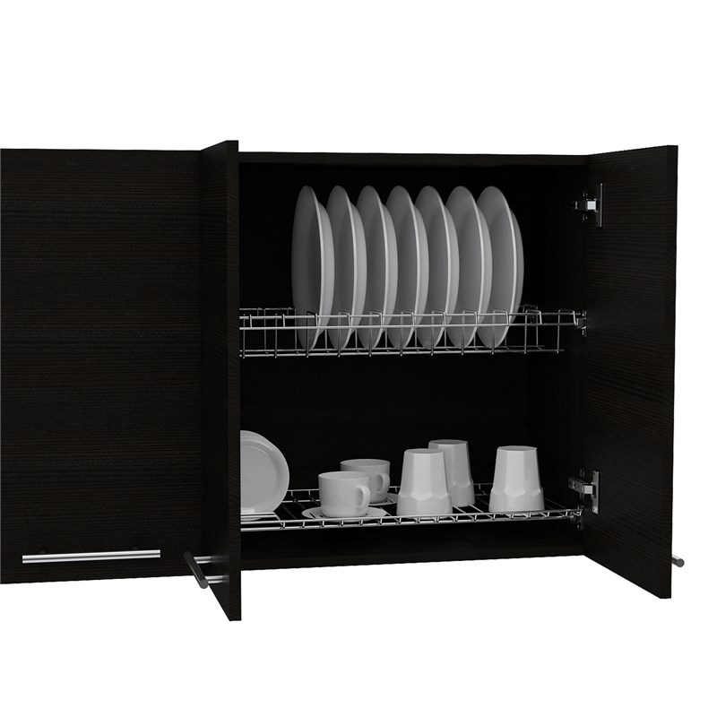TUHOME Black Modern Engineered Wood 120 Four-Door Wall Cabinet