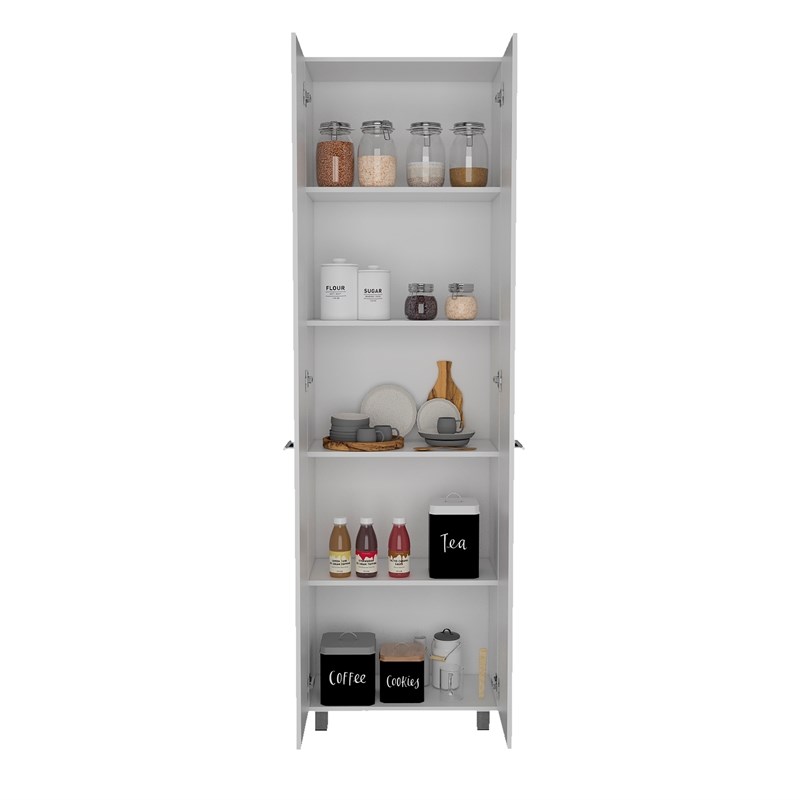 TuHome White Modern Engineered Wood Baleare Pantry Cabinet