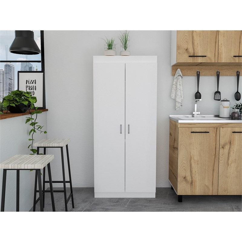 TuHome White Modern Engineered Wood Varese Pantry Cabinet | Homesquare