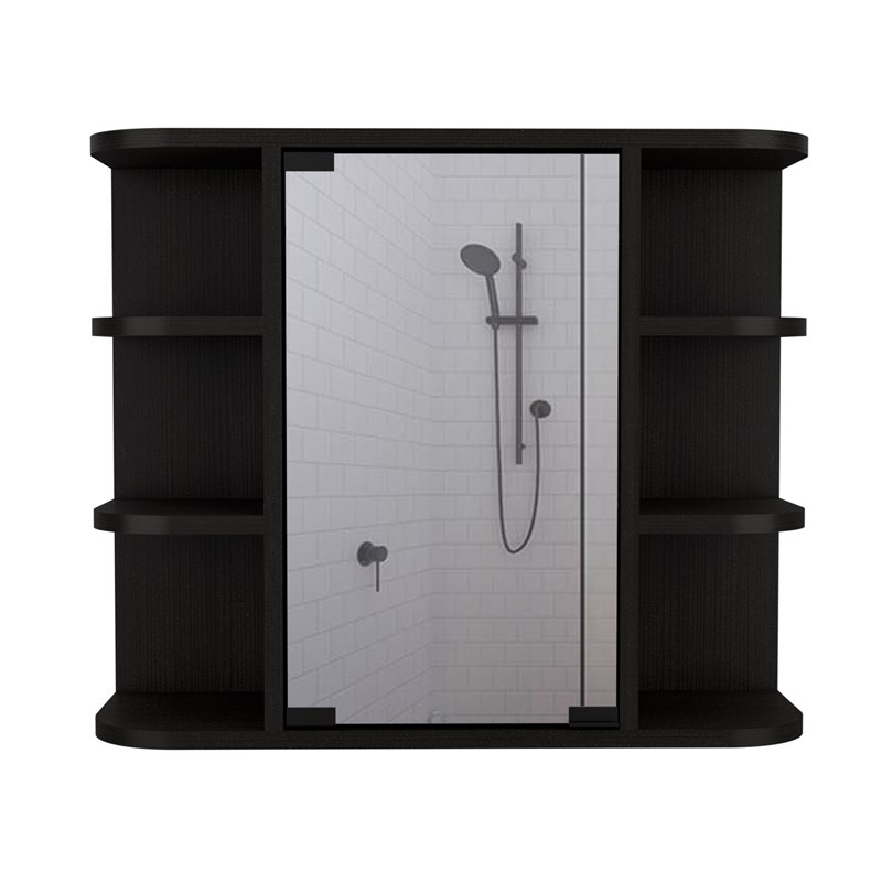 tuhome black modern engineered wood milan medicine cabinet - glw5591