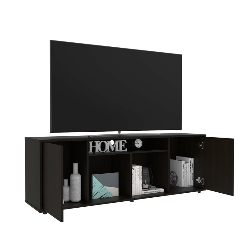 TuHome Black Modern Engineered Wood Prana Tv Stand