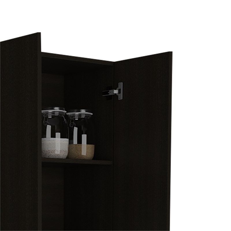 Tuhome Baleare Black Engineered Wood Pantry Cabinet