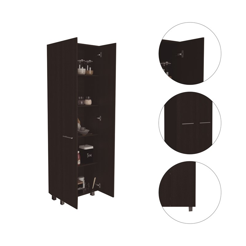 Tuhome Baleare Black Engineered Wood Pantry Cabinet