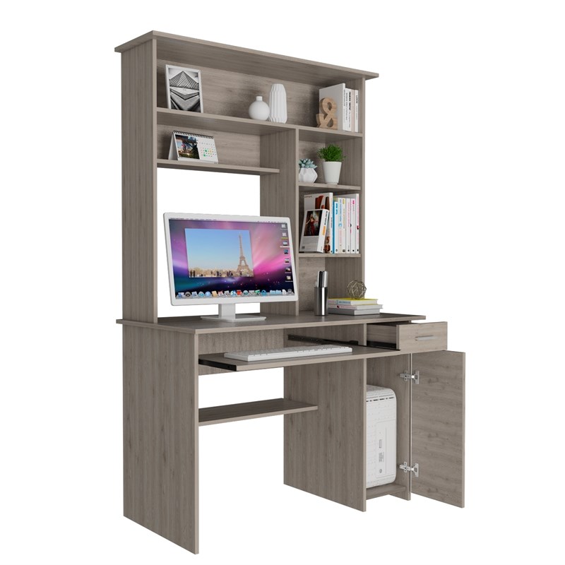 Tuhome Ash Modern Engineered Wood Compu 180 Desk With Hutch