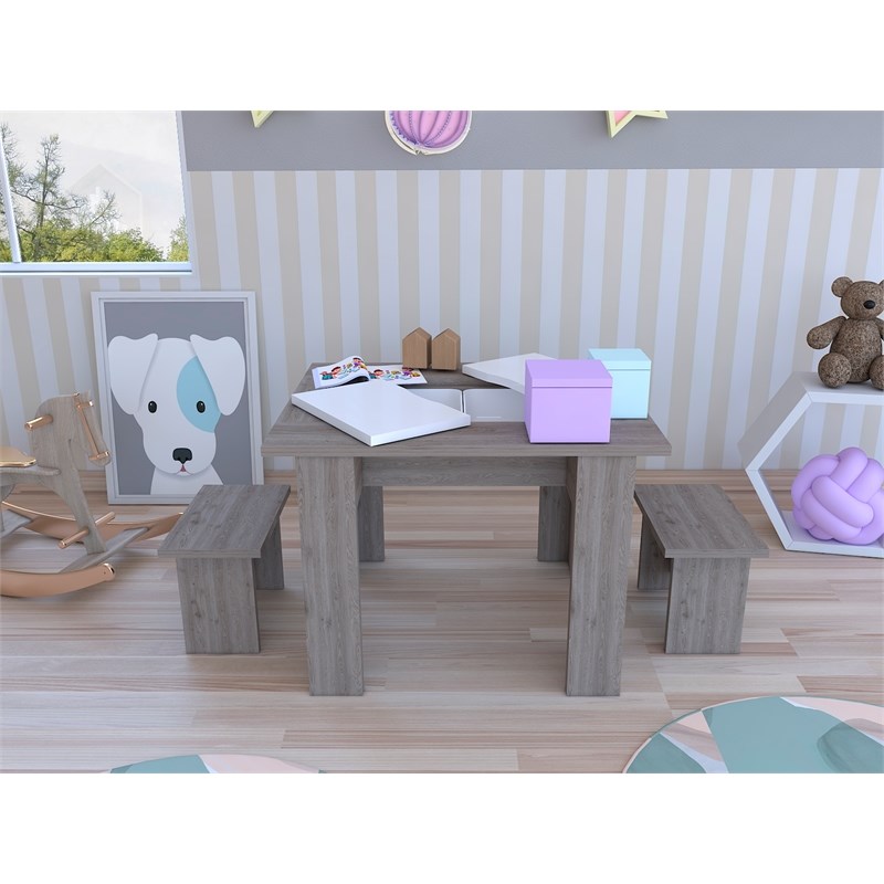 Tuhome Ash Modern Engineered Wood Study And Play Activity Table And Chairs