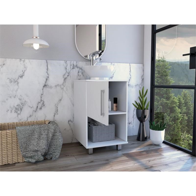 TUHOME Gouda Single Bathroom Vanity - White Engineered Wood