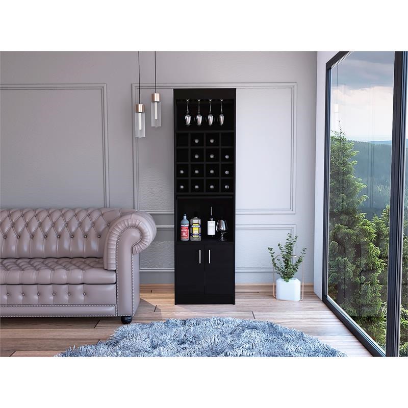 TUHOME Kava Bar Cabinet - Black  Engineered Wood - For Living Room