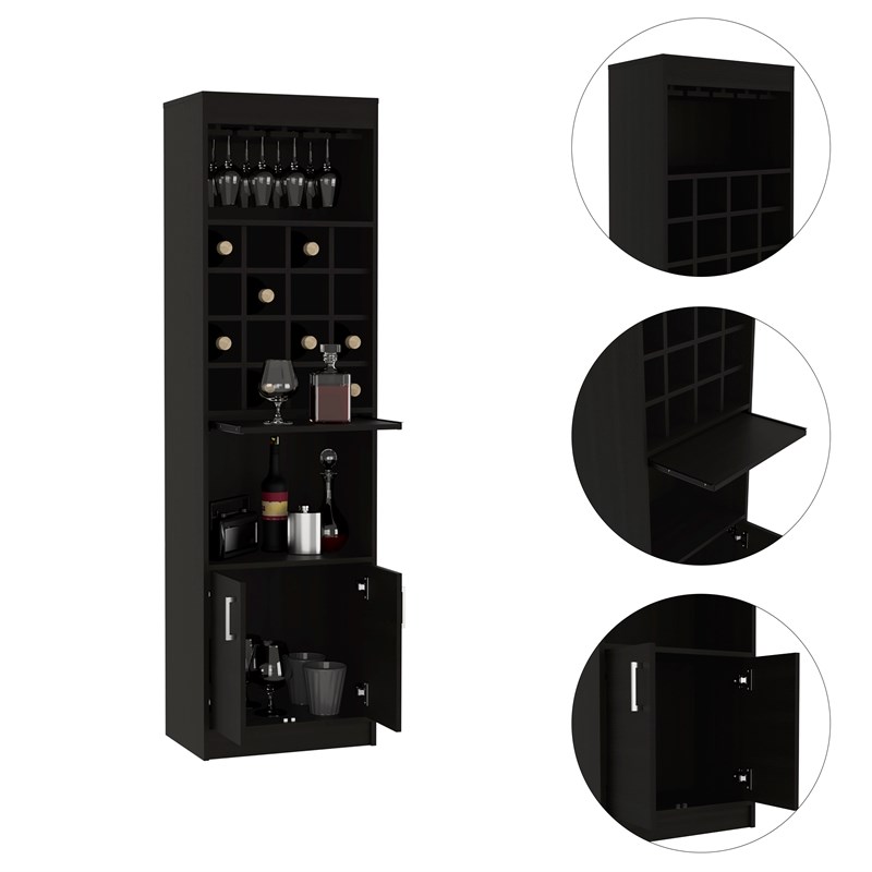 TUHOME Kava Bar Cabinet - Black  Engineered Wood - For Living Room