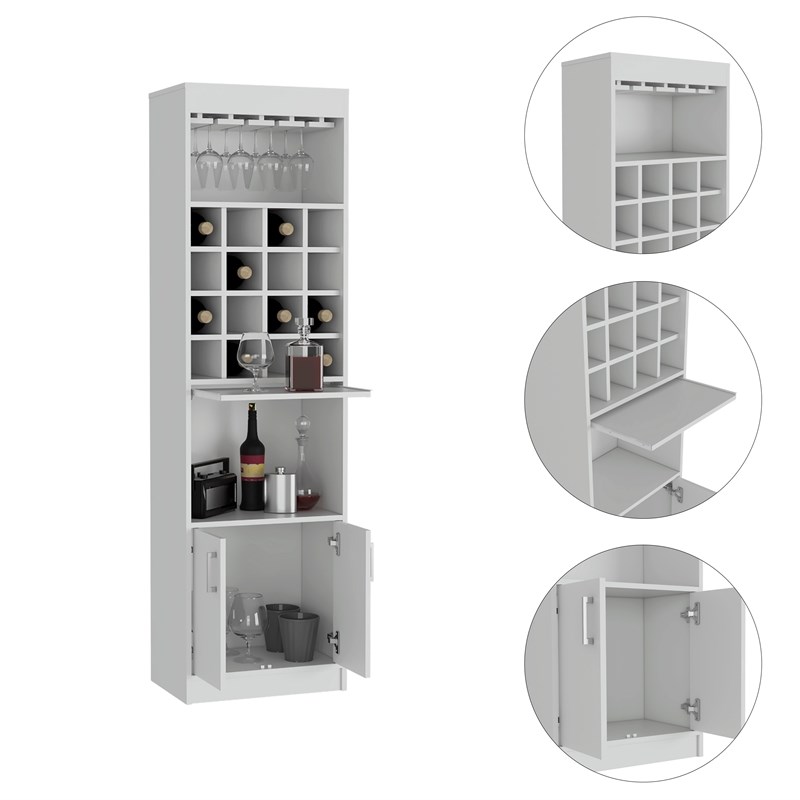 TUHOME Kava Bar Cabinet - White  Engineered Wood - For Living Room
