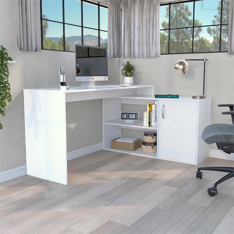 TUHOME Axis Desk - White  Engineered Wood