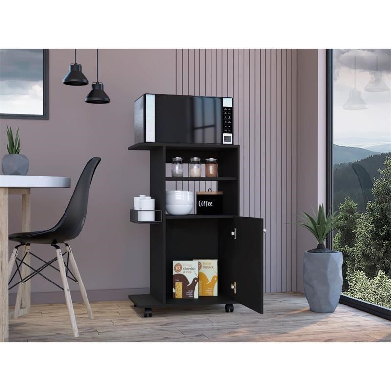 TUHOME Clip Kitchen Cart - Black  Engineered Wood - For Living Room